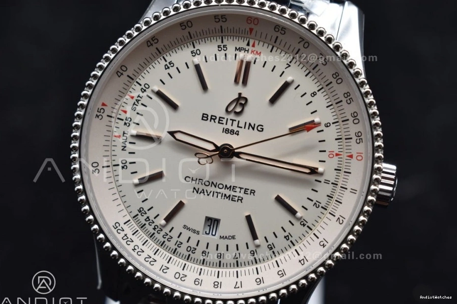 SS Navitimer Bracelet 1:1 Functional RG White 1 923 on Edition V7F Best A Dial Bezel SS 0827